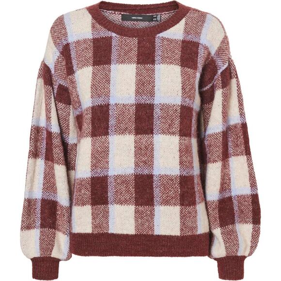 Vero Moda Checky Women's Printed Knit Balloon Sleeve Sweater NWT - Picture 1 of 1